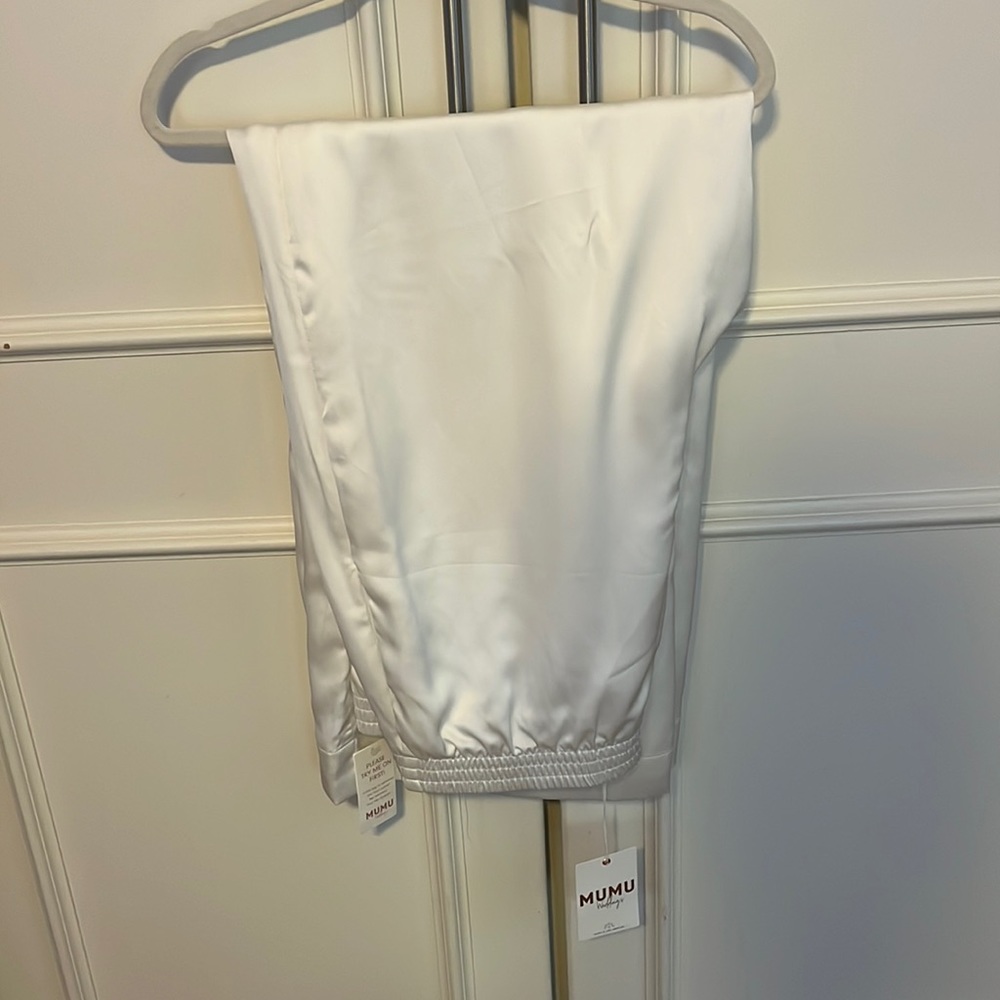Show Me Your Mumu White Satin Pants NWT